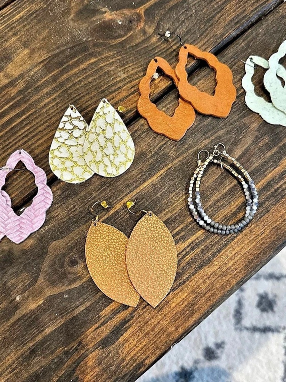 Bundle of 6 Earrings. Assorted Statement Earrings Brown, Pink, Gold and Teal